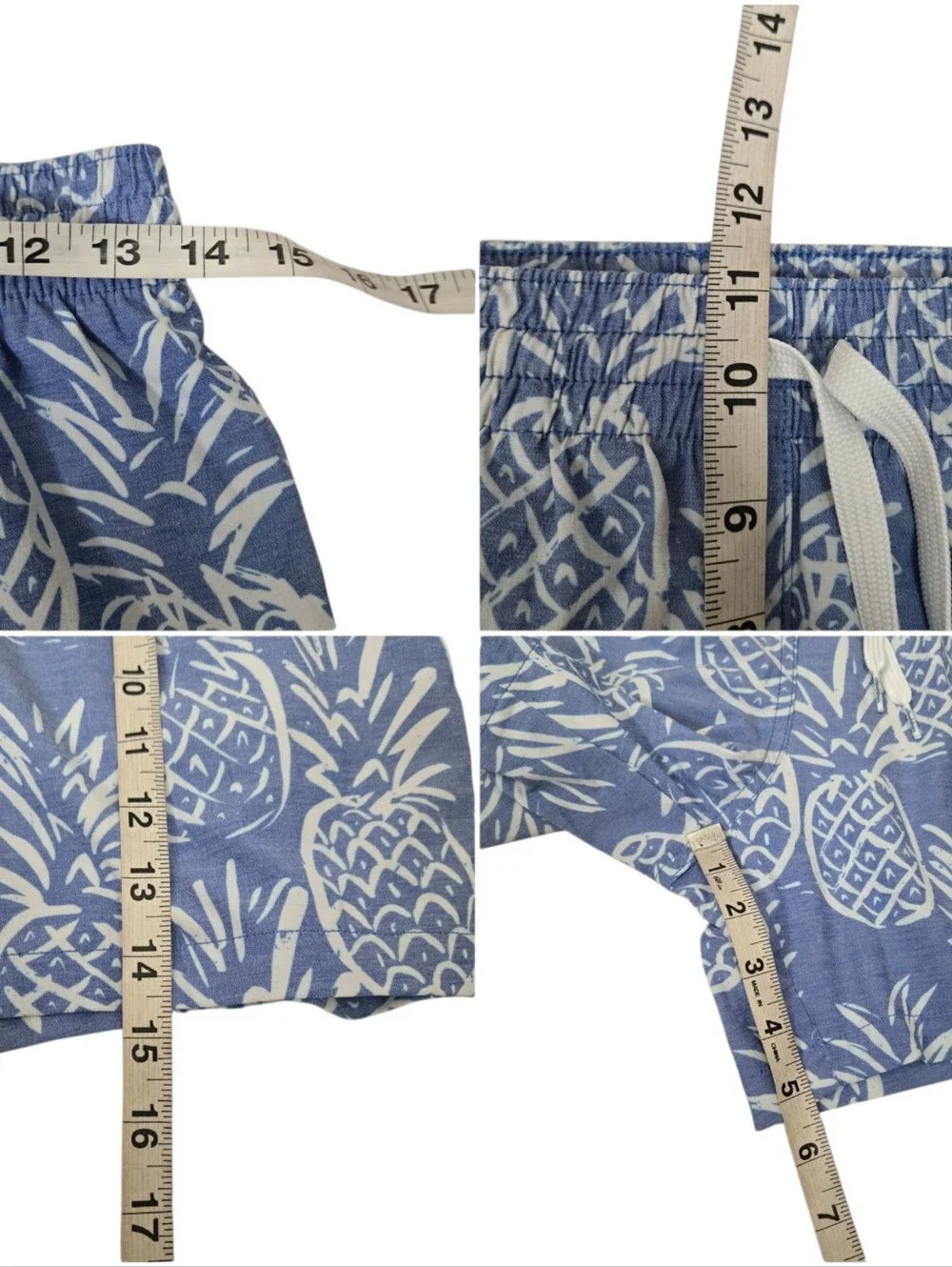 Chubbies Mens Blue Swim Trunks White Pineapple Print